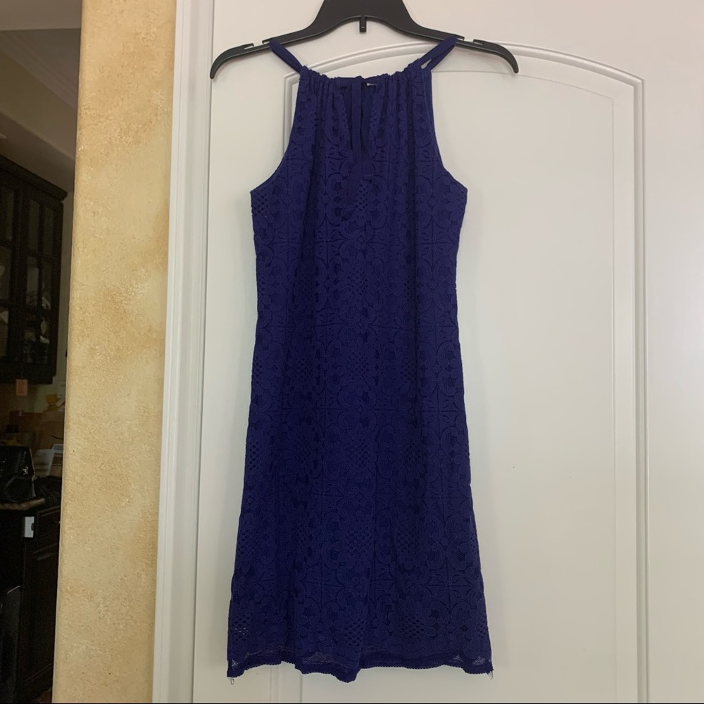 Blue halter neck dress